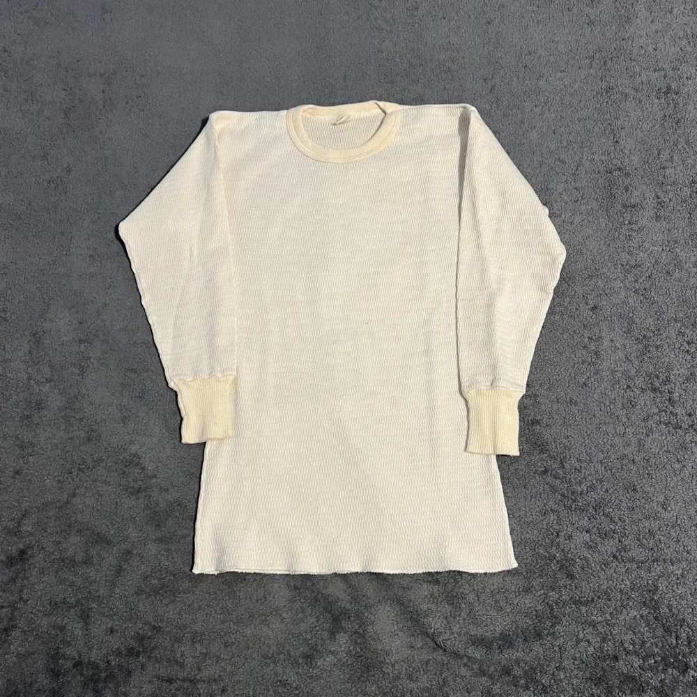 Vintage 70s Hanes Thermal Shirt Mens Medium Waffle Knit Long Sleeve Base Layer